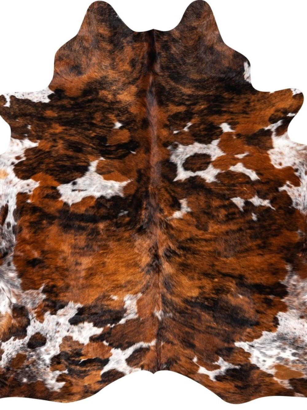 100% Genuine Brazilian Cowhide Rug, Tricolor Brindle Mix, One-of-a-Kind Real
